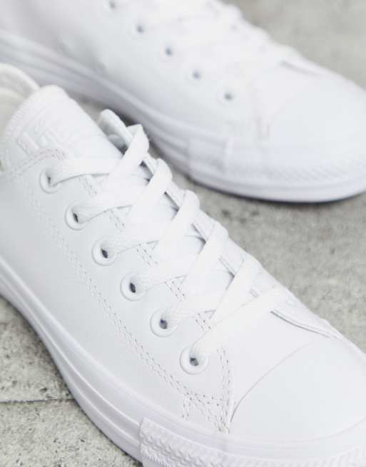 Converse Chuck Taylor All Star leather sneakers white mono | ASOS