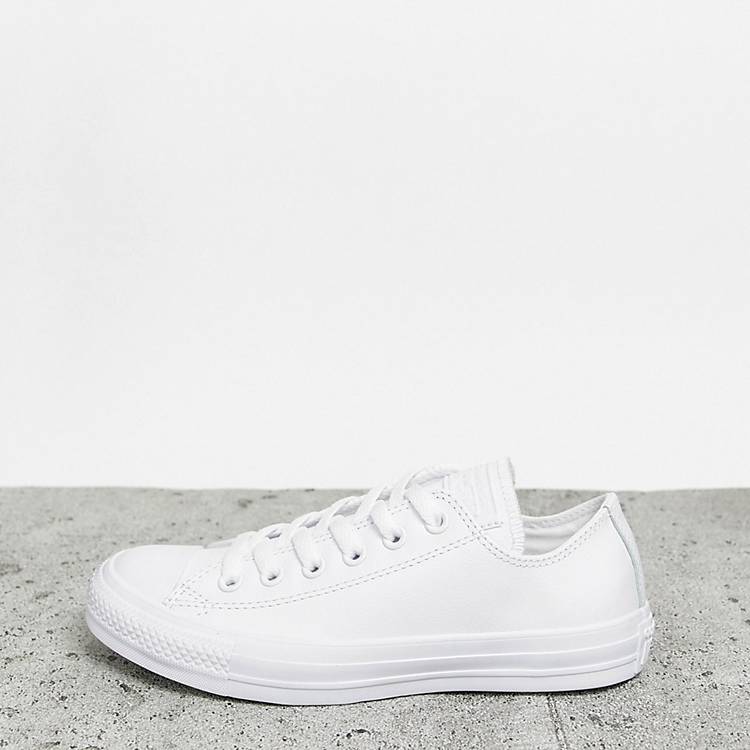 stropdas boycot Natuur Converse Chuck Taylor All Star Ox leather sneakers in white mono | ASOS