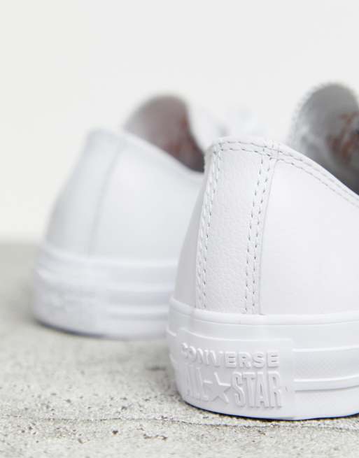 Converse Chuck Taylor All Star leather sneakers white mono | ASOS