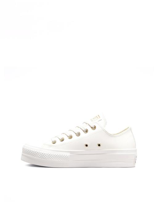 Converse - Chuck Taylor All Star Ox Lift - Baskets à plateforme monochromes - Blanc vintage, 2 de 4