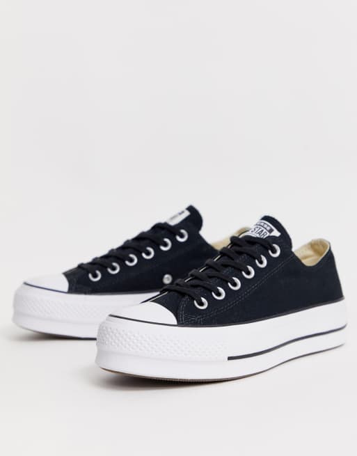 Converse Star Ox Lift canvas platform sneakers in black |