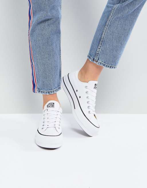Converse – Chuck Taylor All Star Ox Lift – Canvas-Sneaker mit Plateausohle in Weiß