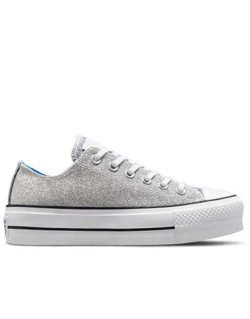 Converse silver womens on sale glitter ox shoe