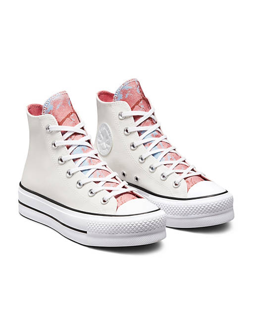 Converse Chuck Taylor All Star Ox Lift Hybrid Shine glitter platform  sneakers in white/multi دولاب تلفزيون