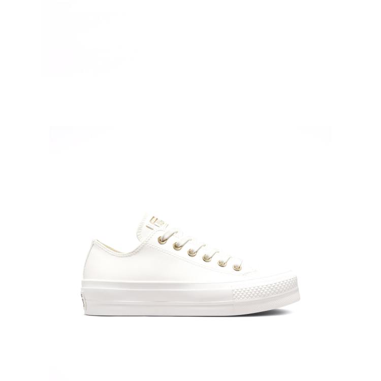 Converse Chuck Taylor All Star Ox lift platform mono white in vintage white vintage white ASOS