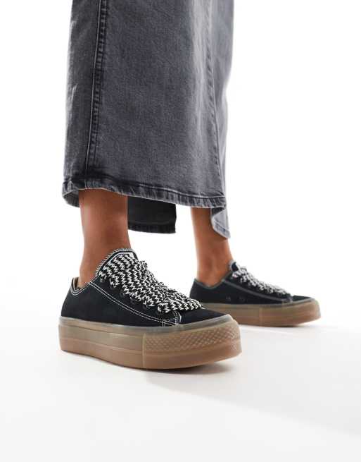 Converse Chuck Taylor All Star Ox Lift sneakers in black with gum sole ASOS