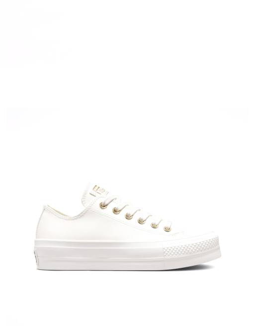 Converse Chuck Taylor - All Star Ox Lift - Sneakers met plateauzool in mono wit vintage wit/vintage wit