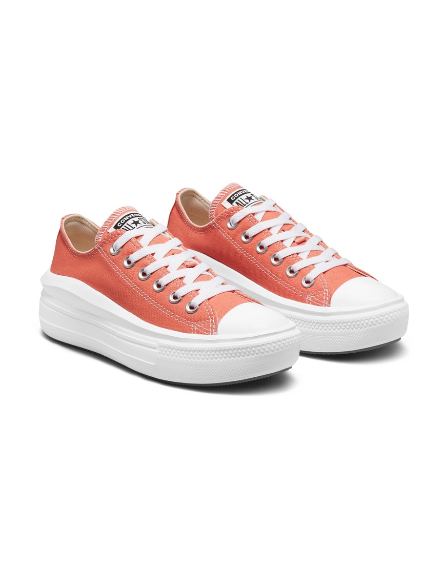 CONVERSE CHUCK TAYLOR ALL STAR OX MOVE CANVAS PLATFORM SNEAKERS IN BRIGHT MADDER-ORANGE
