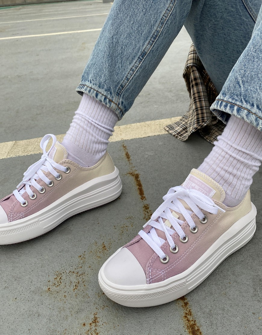 Converse Chuck Taylor All Star Ox Move ombre canvas platform sneakers in egret/pure amethyst-White