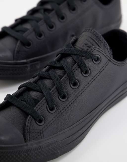 Converse Chuck Taylor All Star Ox sneakers in black leather, 3 of 4