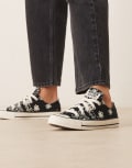 [Converse] Converse Chuck Taylor All Star Ox sneakers in black with white paisley detail 38 BLACK