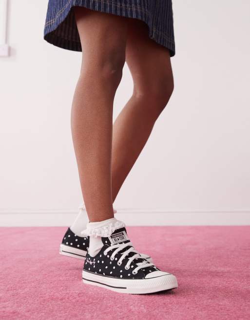 Converse Chuck Taylor All Star Ox sneakers in black with white polka dots