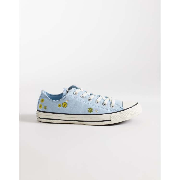 1128.xoxo（再） Converse Chuck Taylor All Star Ox sneakers in blue embroided