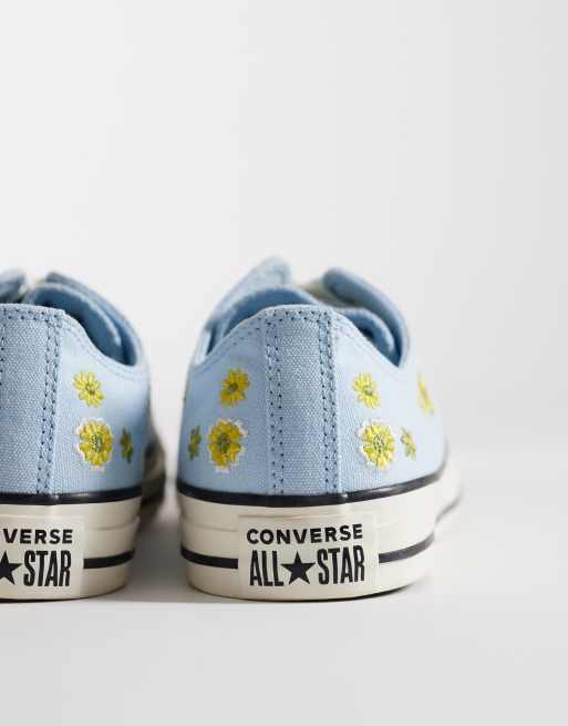 1128.xoxo（再） Converse Chuck Taylor All Star Ox sneakers in blue embroided
