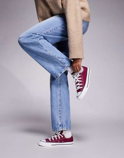 Converse Chuck Taylor All Star Ox sneakers in burgundy | ASOS