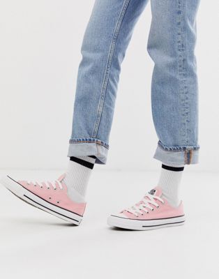 converse chuck taylor all star ox plimsolls in pink