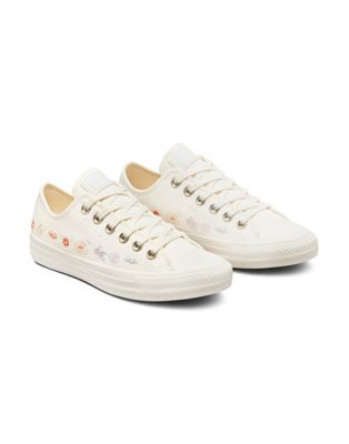 Converse Chuck Taylor All Star Ox Things To Grow embroidered canvas sneakers in egret