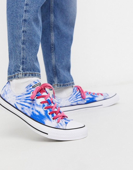Converse Chuck Taylor All Star Ox Tie Dye trainers in blue and pink