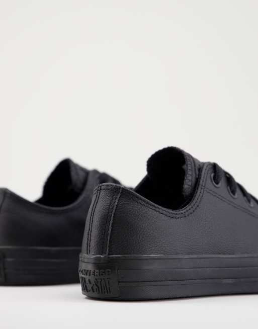 Converse Chuck Taylor All Star Ox trainers in black leather, 2 of 4