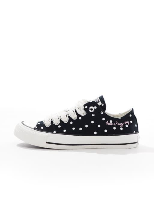 Converse Chuck Taylor All Star Ox trainers in black & white polka dot