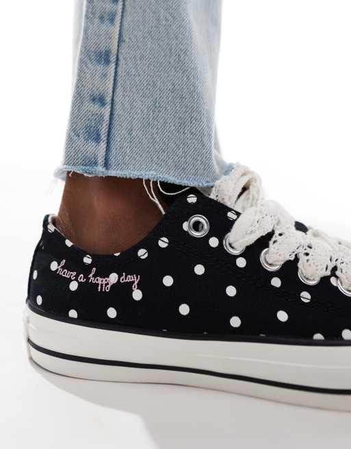 Converse Chuck Taylor All Star Ox trainers in black & white polka dot