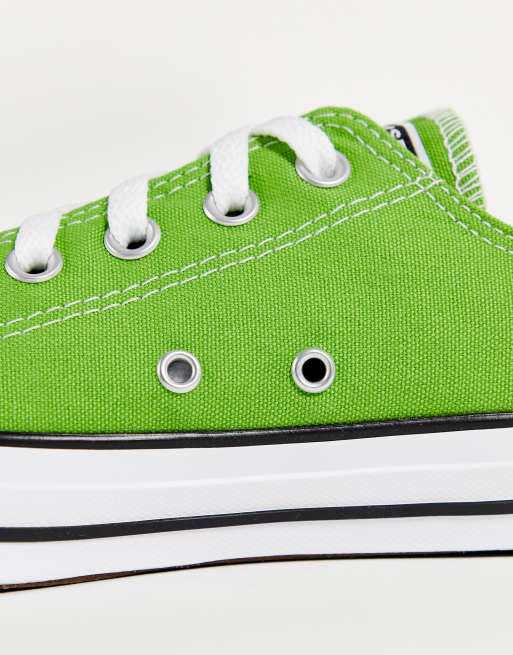 Lime green shop low top converse