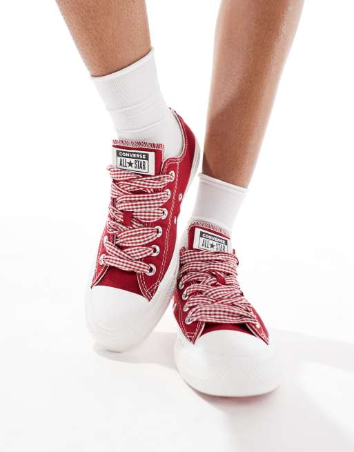 Converse Chuck Taylor All Star Ox trainers in red with gingham