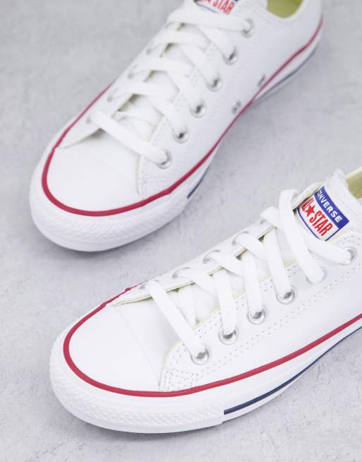 Converse Chuck Taylor All Star Ox trainers in white leather , 2 of 4