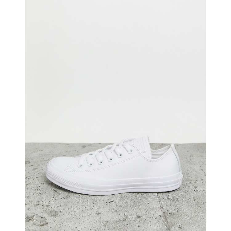 Converse chuck taylor ox leather white hot sale monochrome sneakers