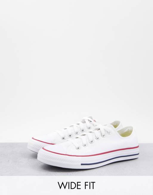 Gedeeltelijk grillen zuiverheid Converse Chuck Taylor All Star Ox Wide Fit canvas sneakers in white | ASOS