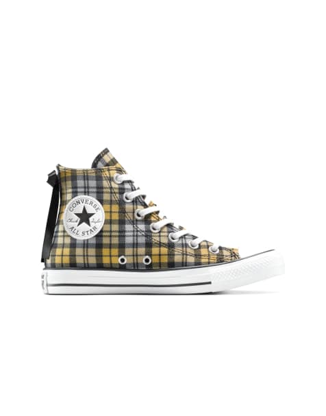 Converse Chuck Taylor All Star plaid trainers in yellow and black - view 1