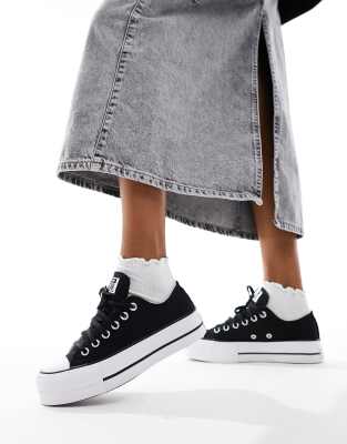 Shop Converse Chuck Taylor All Star Platform Canvas Sneakers In Black And White