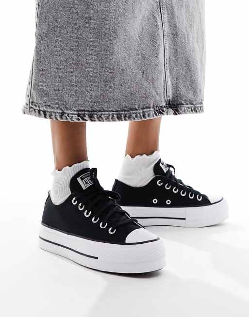 Black canvas best sale platform converse