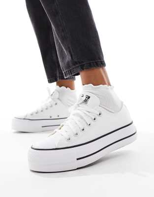 CONVERSE CHUCK TAYLOR ALL STAR PLATFORM CANVAS SNEAKERS IN WHITE