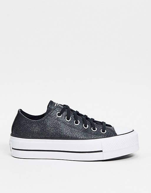 Converse Chuck Taylor All Star platform low sneakers in black glitter | ASOS