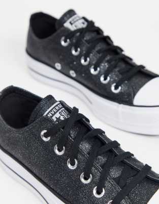 black glitter platform converse