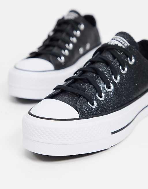 Converse Chuck Taylor All Star platform low trainers in black glitter Converse Chuck Taylor All Star platform low trainers in black glitter
