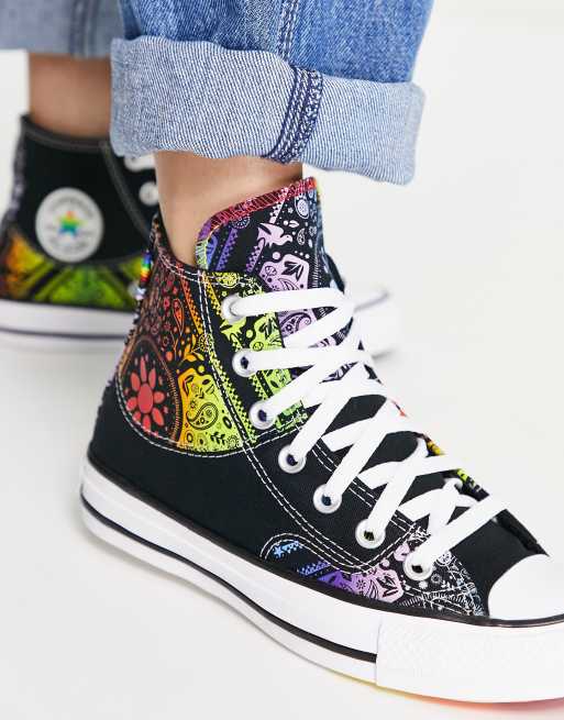 Converse – Chuck Taylor All Star Pride Hi – Czarne buty sportowe z kolorowym wzorem, 2 z 4