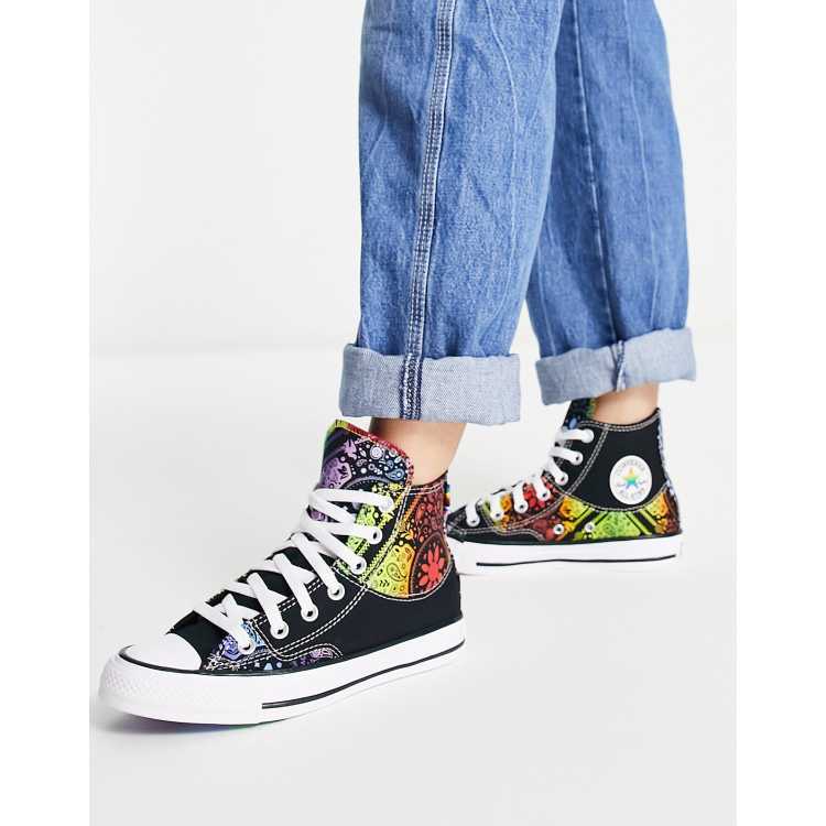 Black converse hotsell rainbow laces