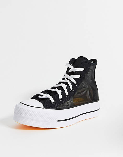 Converse Chuck Taylor All Star see thru platform sneakers in black
