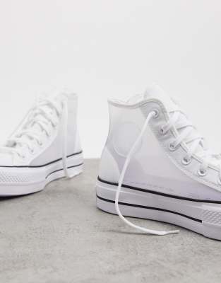 converse chuck taylor all star see thru platform sneakers in black