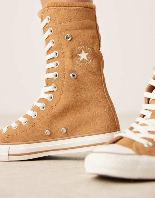 Converse – Chuck Taylor All Star – Sneaker aus Kunstpelz in Braun mit Umschlagdetail, 4 von 5
