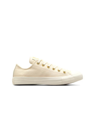 Converse - Chuck Taylor All Star - Sneaker aus Leder in Creme mit goldfarbenen Metallakzenten-Braun