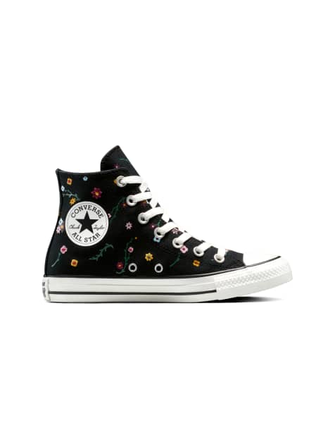 Converse – Chuck Taylor All Star – Sneaker in Schwarz mit Blumenstickerei - view 1
