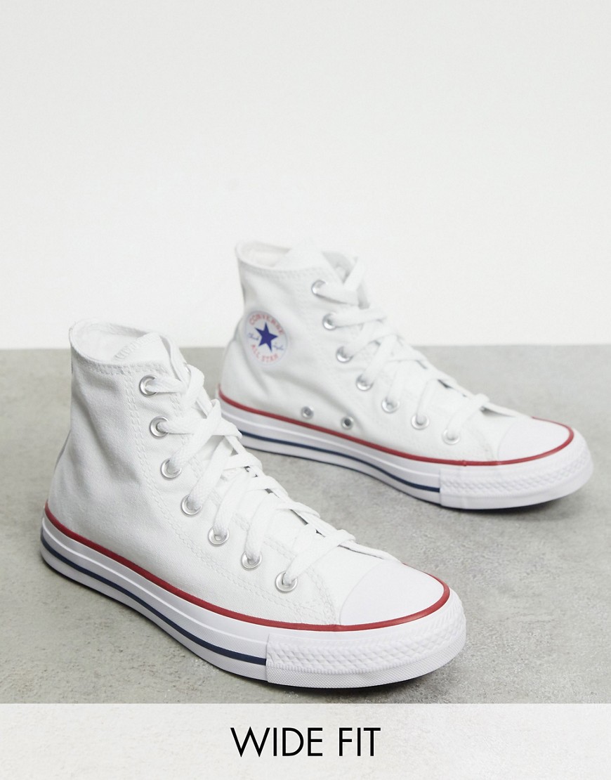 Converse - Chuck Taylor All Star - Sneakers alta bianche a pianta larga-Bianco