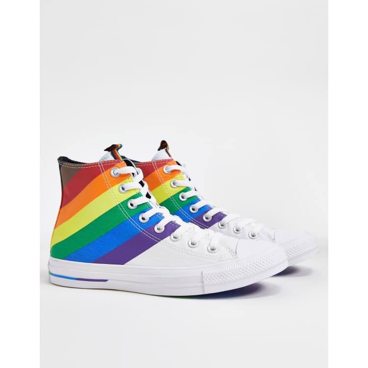 Converse bianche 2025 suola arcobaleno