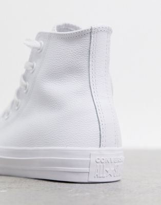 Converse - Chuck Taylor All Star - Sneakers alte bianche monocromatiche in  pelle | ASOS