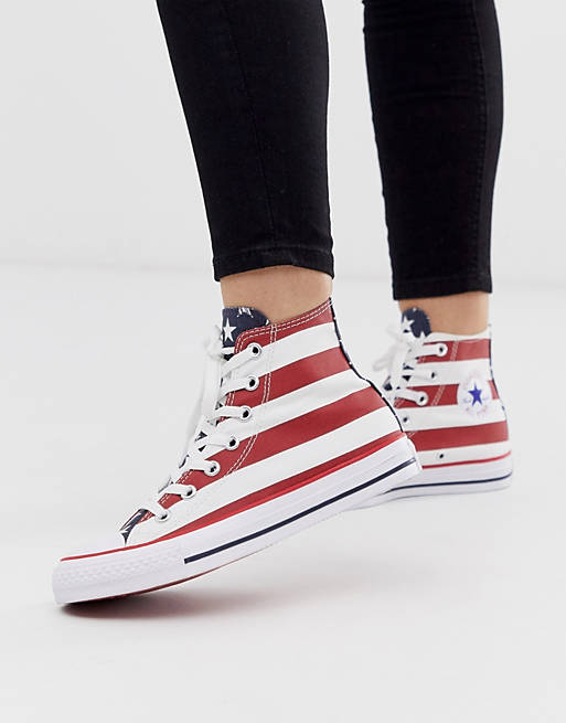 Converse - Chuck Taylor All Star - Sneakers alte con bandiera americana جود مورنينج