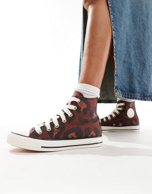 Converse - Chuck Taylor All Star - Sneakers alte con stampa leopardata 