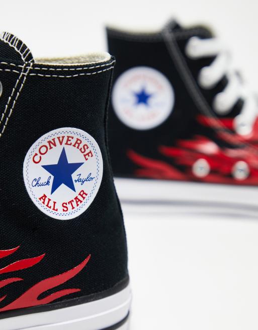 Converse nere store con fiamme